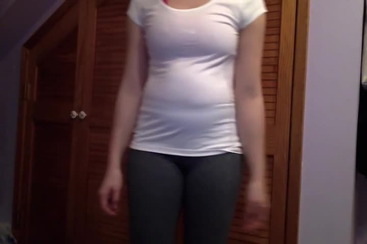 Weight Gain - bloated chubby belly in old workout clothes