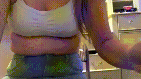 belly play #3- my big round pudgy belly In high waisted jeans