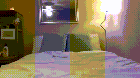 Queenie Lys playing with her fat belly in bed