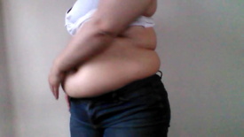 Fat Girl Belly Play in Tight Clothes - Tease the Fat Girl for Weight Gain