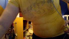 Belly inflation in an old shirt 
