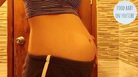 putting cream on my pregnant looking foodbaby belly! - YouTube