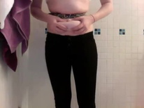 stuffed and bloating with a very tight belt