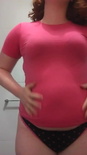 Fat girl belly play in tight top