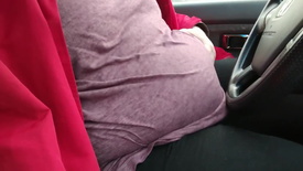 Fat SSBBW belly touches the steering wheel
