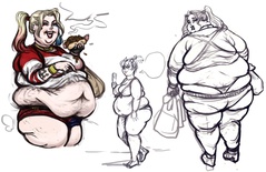 Fatso Harley Quinn and Puddin Sketches