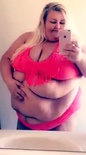 Blonde SSBBW woman bikini big belly spilling