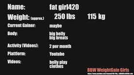 BBW Feedee Fat Gaining Girl  fat girl420 BEST OF