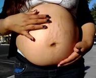 Average belly with average amount of stretch marks