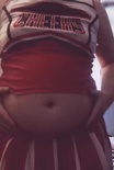 Chubby Cheerleader Plays With Her Fat, Inflated Belly
