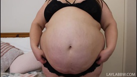 Bloated and stuffed SSBBW belly
