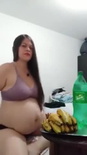Sprite and bananas pregnant latina belly stuffing(Huge)